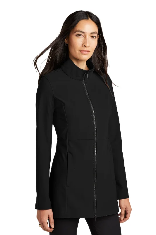 Mercer+Mettle Womens Faille Waterproof Full Zip Soft Shell Jacket - Deep Black