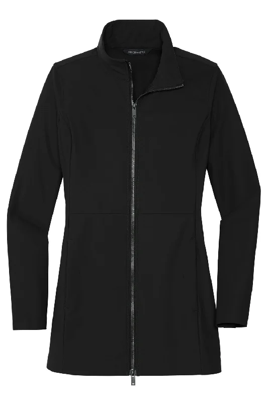 Mercer+Mettle Womens Faille Waterproof Full Zip Soft Shell Jacket - Deep Black