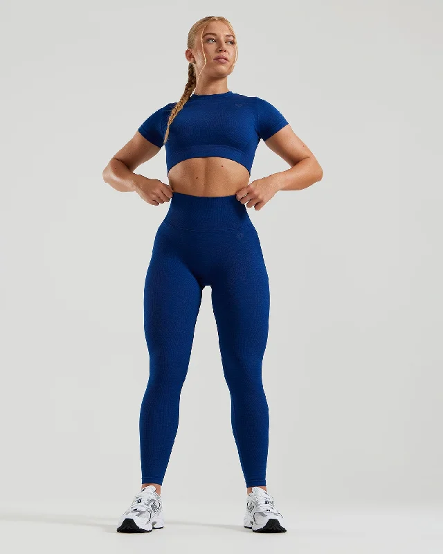 Motion Seamless Short Sleeve Crop Top | Ink Blue