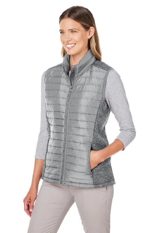 Nautica Womens Harbor Water Resistant Full Zip Puffer Vest - Graphite Grey/Heather Graphite Grey