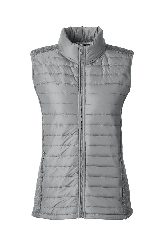 Nautica Womens Harbor Water Resistant Full Zip Puffer Vest - Graphite Grey/Heather Graphite Grey