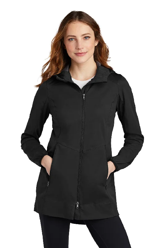 Port Authority Womens Active Wind & Water Resistant Full Zip Hooded Jacket - Deep Black