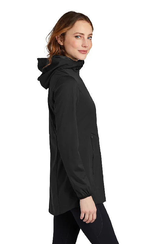 Port Authority Womens Active Wind & Water Resistant Full Zip Hooded Jacket - Deep Black