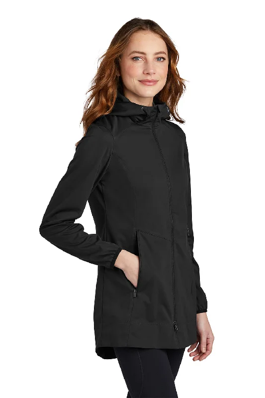 Port Authority Womens Active Wind & Water Resistant Full Zip Hooded Jacket - Deep Black