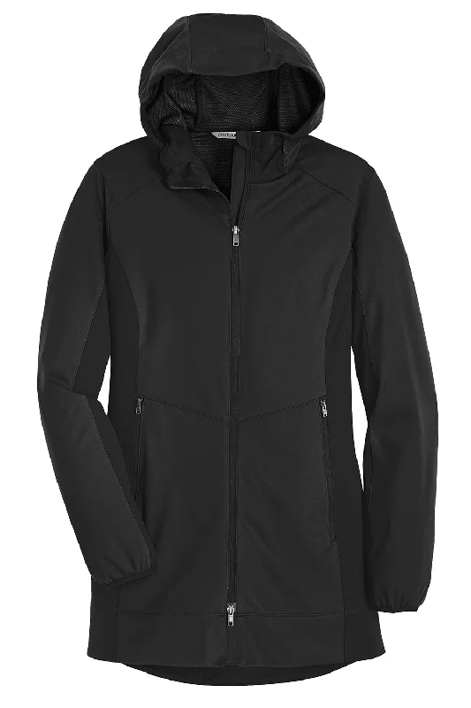 Port Authority Womens Active Wind & Water Resistant Full Zip Hooded Jacket - Deep Black