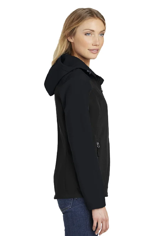 Port Authority Womens Core Wind & Water Resistant Full Zip Hooded Jacket - Black