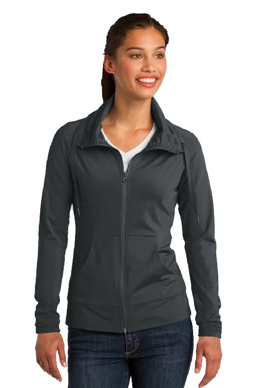 Sport-Tek Womens Sport-Wick Moisture Wicking Full Zip Jacket - Charcoal Grey