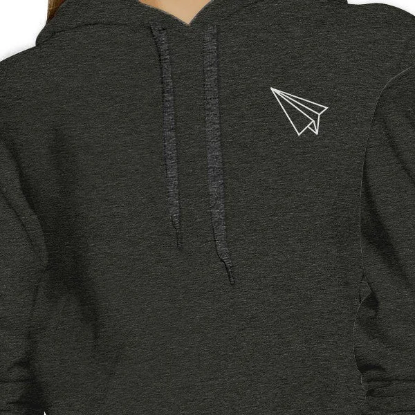 Origami Plane And Boat BFF Matching Dark Grey Hoodies