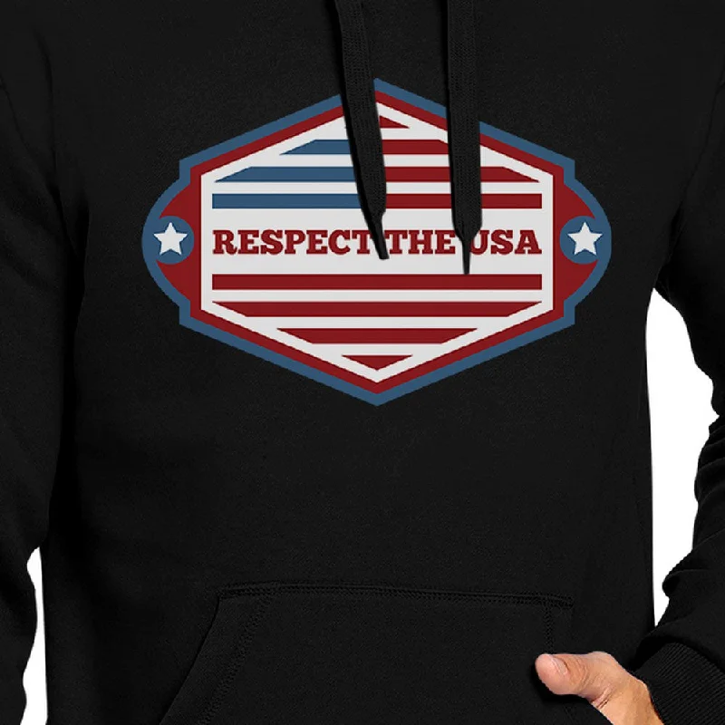 Respect The USA Unisex Black Hoodie Crewneck Pullover Fleece Gifts