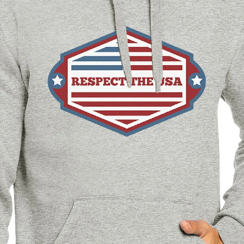 Respect The USA Unisex Gray Hoodie Crewneck Pullover Fleece Gifts