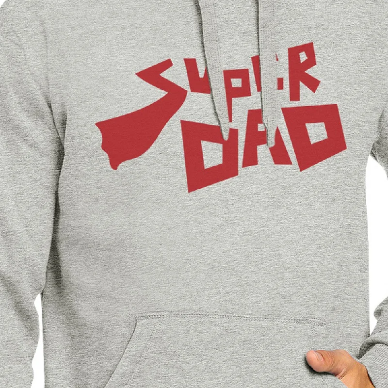 Super Dad Unisex Grey Cotton Hoodie Perfect Fathers Day Gift Idea