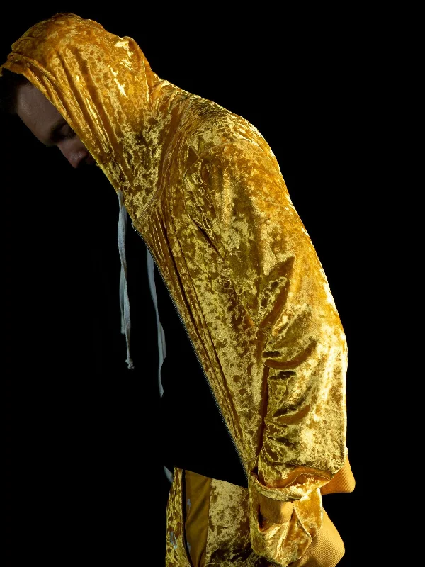 Gold Unisex Crushed Velvet Zip-Up Hoodie