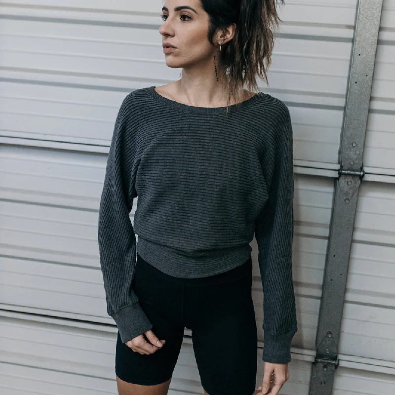 Slouchy Dolman Sweater - Charcoal Luxe Knit