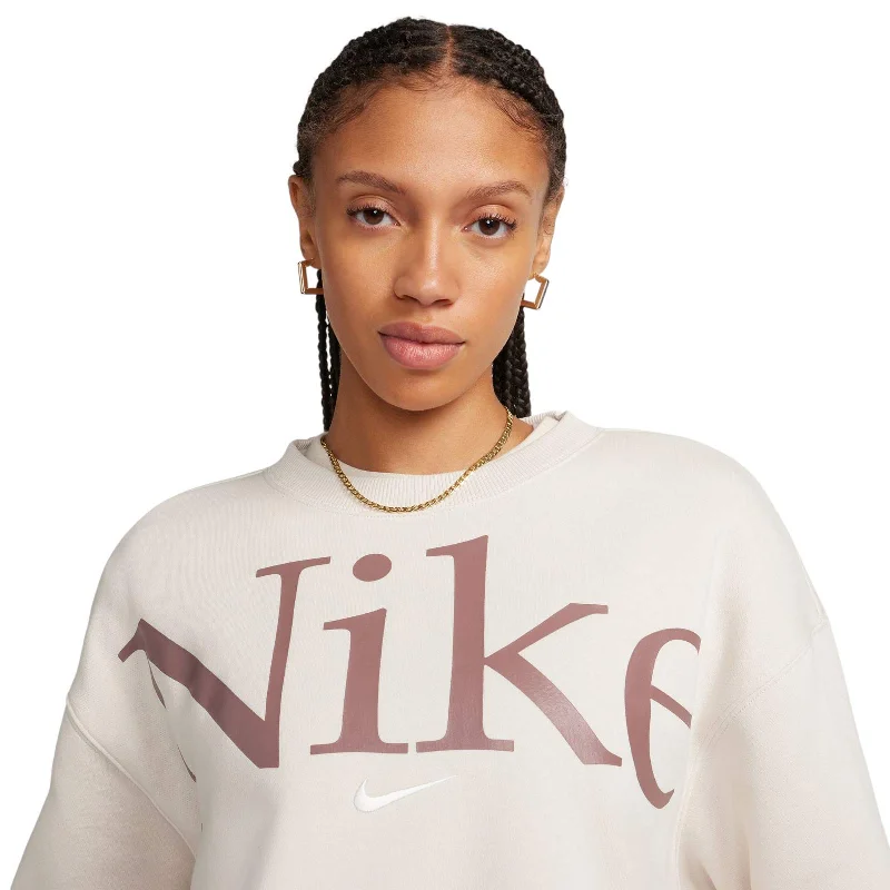 Nike Sportswear Phoenix Womens Oversized Fleece Logo Crew-Neck Sweatshirt