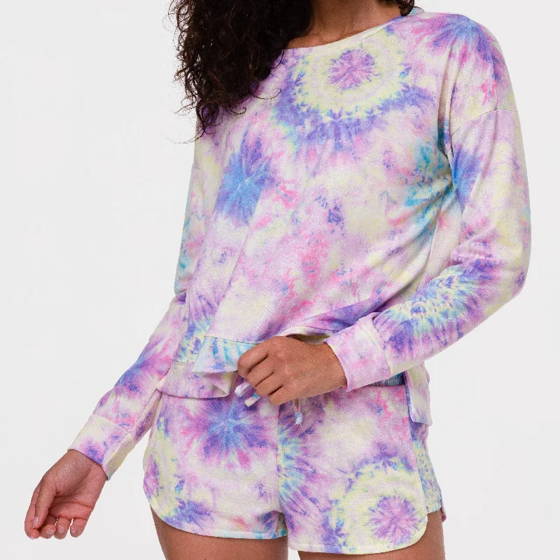 High Low Sweatshirt - Neon Tie Dye