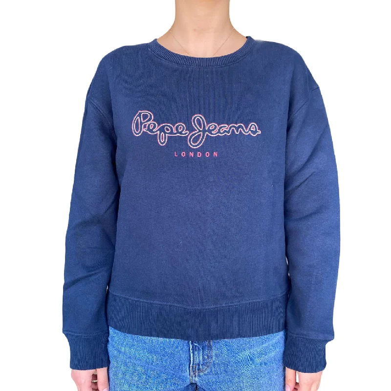 Pepe Jeans felpa girocollo da donna cos stampa Frida PL581460 594 blu