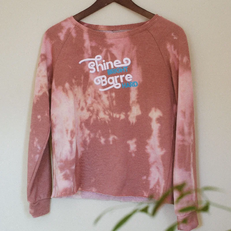 Shine Bright Barre Hard  - Raw Edge Sweatshirt - Dusty Rose