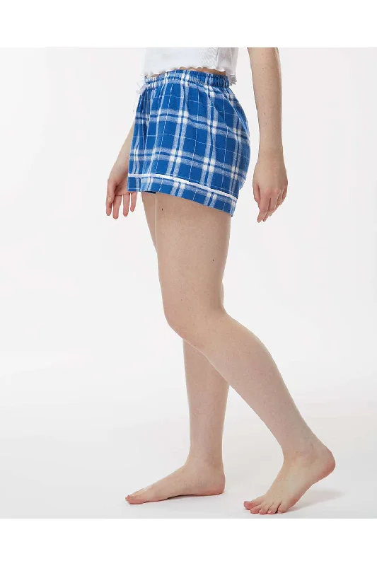 Boxercraft Womens Flannel Shorts - Royal Blue/Silver Grey - NEW