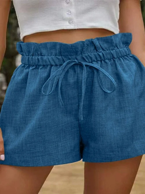 Cotton Linen Shorts High Waist Beach Short Pants