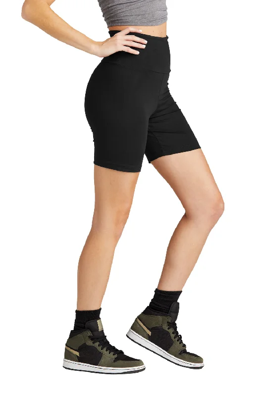 District Womens High Waist Odor Resistant Bike Shorts - Black