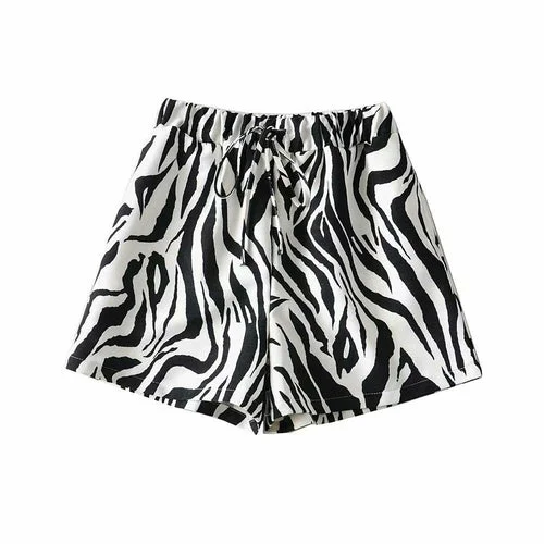 Elastic Waist Fitness Bottoms Fashion Pocket Shorts Mujer Zebra