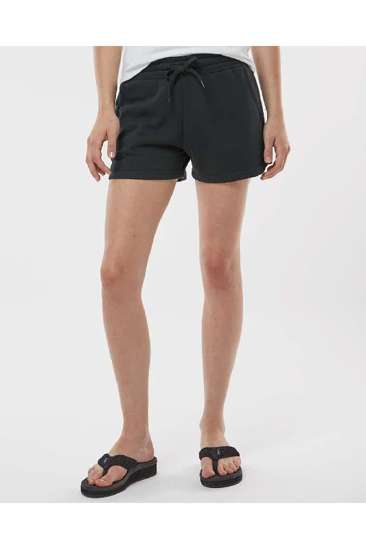 Independent Trading Co. Womens California Wave Wash Fleece Shorts w/ Pockets - Black - NEW