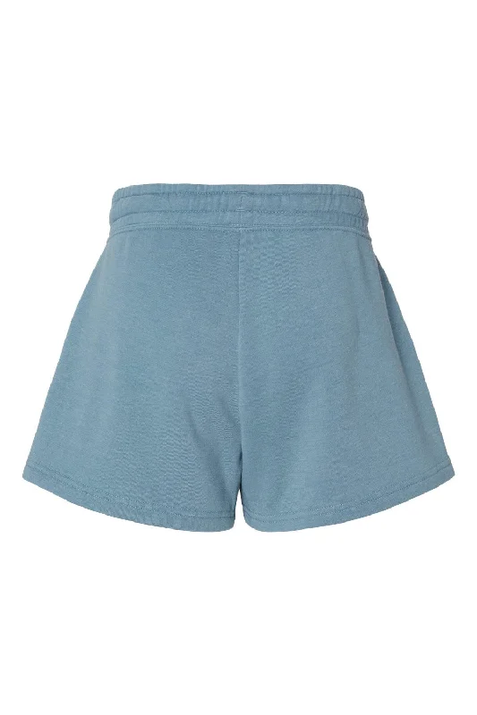 Independent Trading Co. Womens California Wave Wash Fleece Shorts w/ Pockets - Misty Blue - NEW