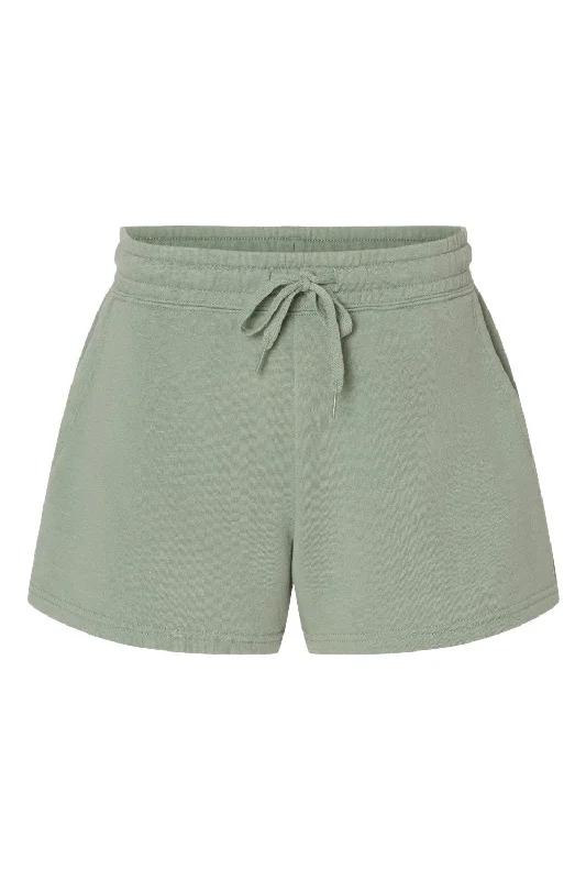 Independent Trading Co. Womens California Wave Wash Fleece Shorts w/ Pockets - Sage Green - NEW