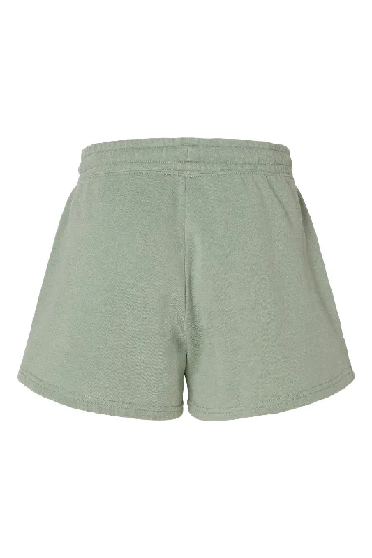 Independent Trading Co. Womens California Wave Wash Fleece Shorts w/ Pockets - Sage Green - NEW