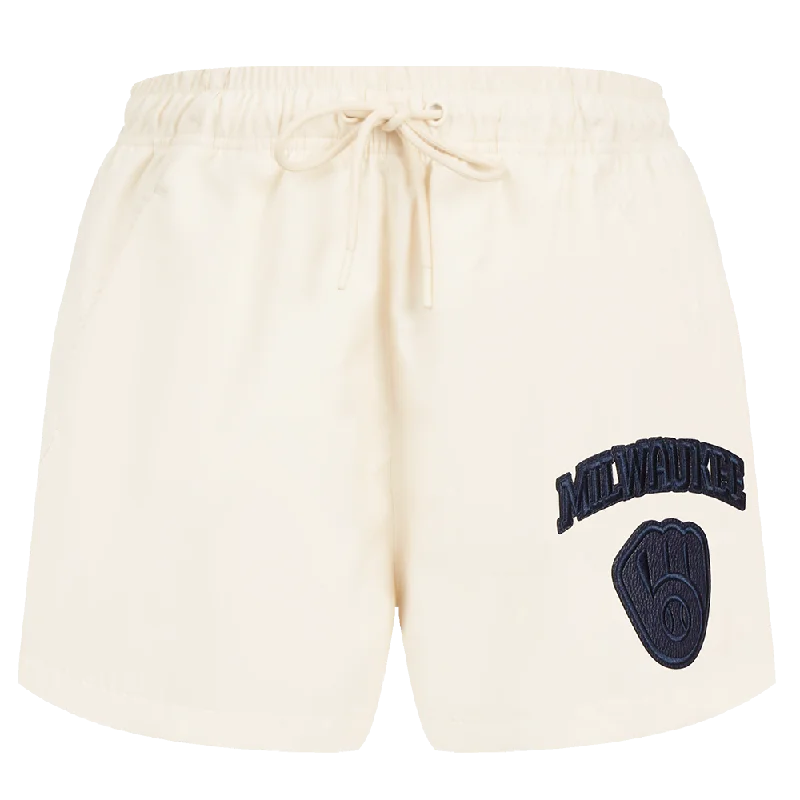 MLB MILWAUKEE BREWERS TRIPLE TONAL WOMEN'S WOVEN SHORT (EGGSHELL)