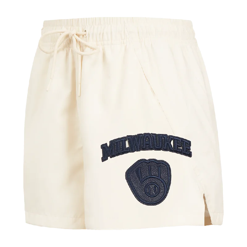 MLB MILWAUKEE BREWERS TRIPLE TONAL WOMEN'S WOVEN SHORT (EGGSHELL)