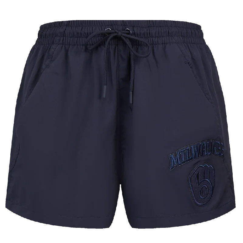 MLB MILWAUKEE BREWERS TRIPLE TONAL WOMEN'S WOVEN SHORT (MIDNIGHT NAVY)