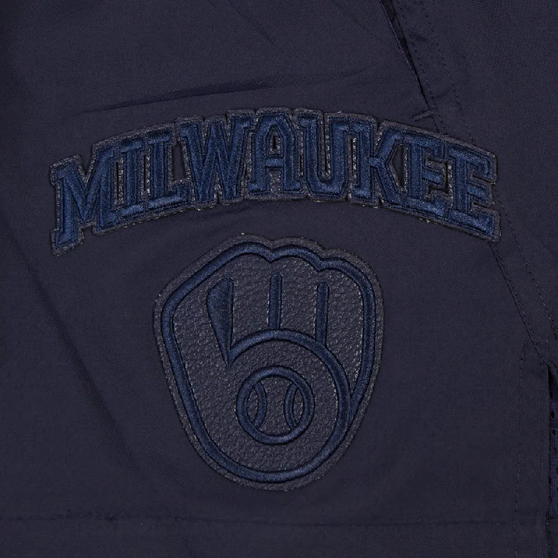 MLB MILWAUKEE BREWERS TRIPLE TONAL WOMEN'S WOVEN SHORT (MIDNIGHT NAVY)