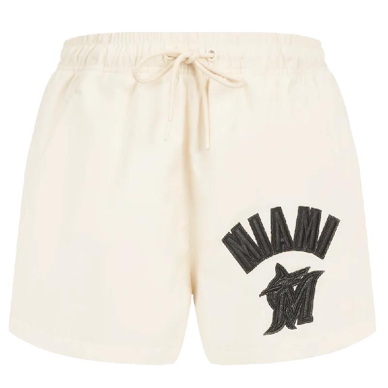 MLB MIAMI MARLINS TRIPLE TONAL WOMEN'S WOVEN SHORT (EGGSHELL)