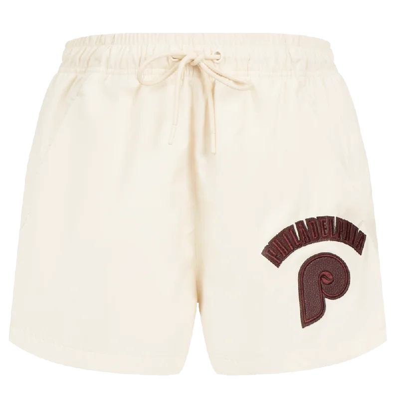 MLB PHILADELPHIA PHILLIES TRIPLE TONAL WOMEN'S WOVEN SHORT (EGGSHELL)