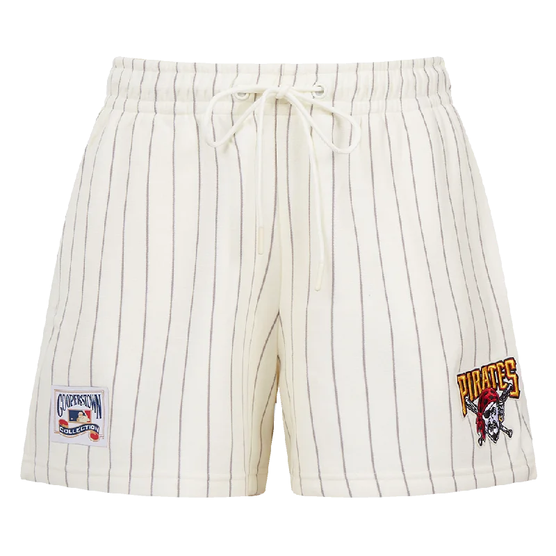 MLB PITTSBURGH PIRATES PINSTRIPE RETRO CLASSIC WOMEN'S FLC SHORT (EGGSHELL/ GREY)