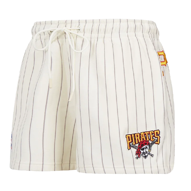 MLB PITTSBURGH PIRATES PINSTRIPE RETRO CLASSIC WOMEN'S FLC SHORT (EGGSHELL/ GREY)