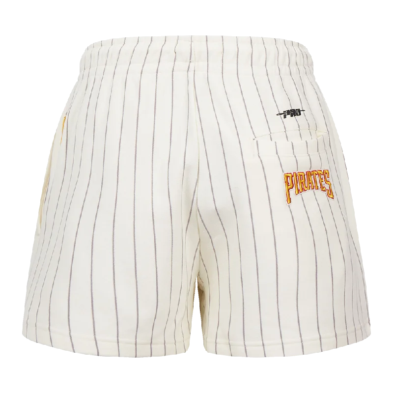 MLB PITTSBURGH PIRATES PINSTRIPE RETRO CLASSIC WOMEN'S FLC SHORT (EGGSHELL/ GREY)