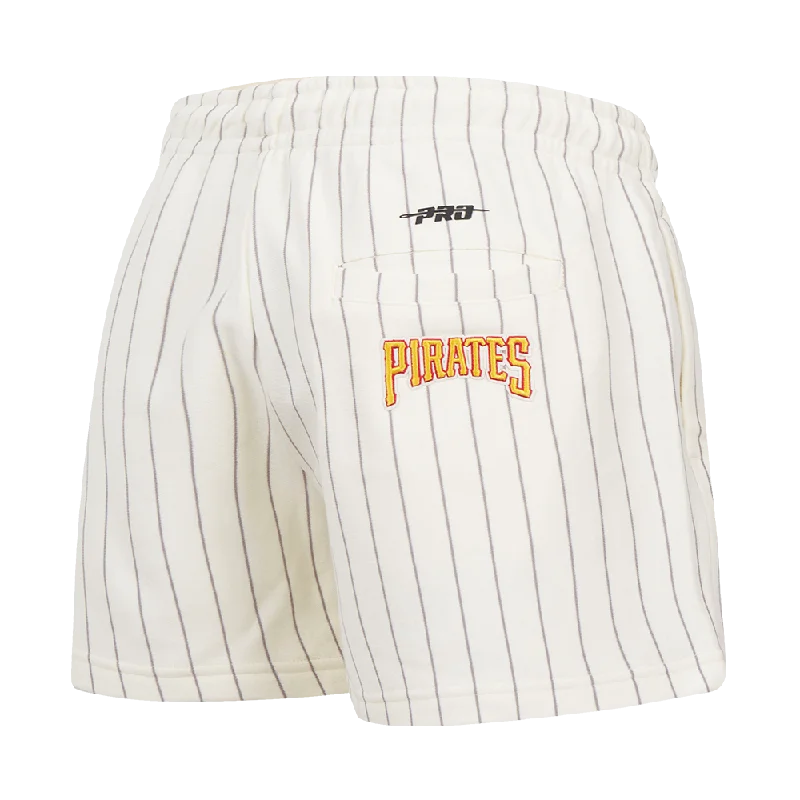 MLB PITTSBURGH PIRATES PINSTRIPE RETRO CLASSIC WOMEN'S FLC SHORT (EGGSHELL/ GREY)