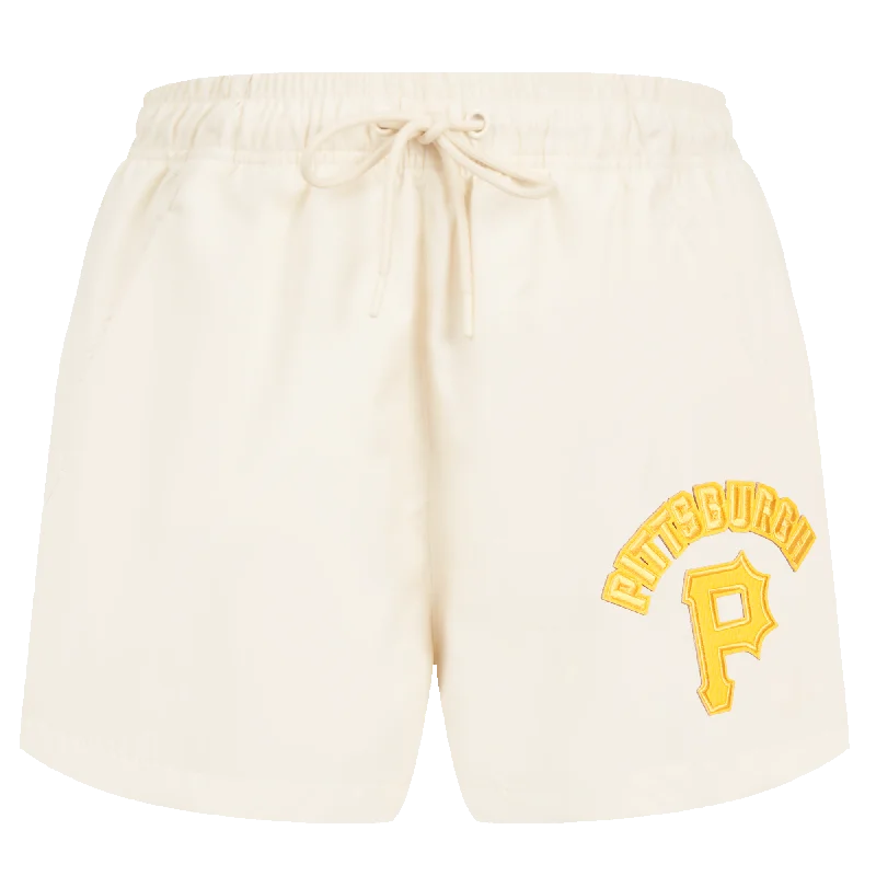 MLB PITTSBURGH PIRATES TRIPLE TONAL WOMEN'S WOVEN SHORT (EGGSHELL)