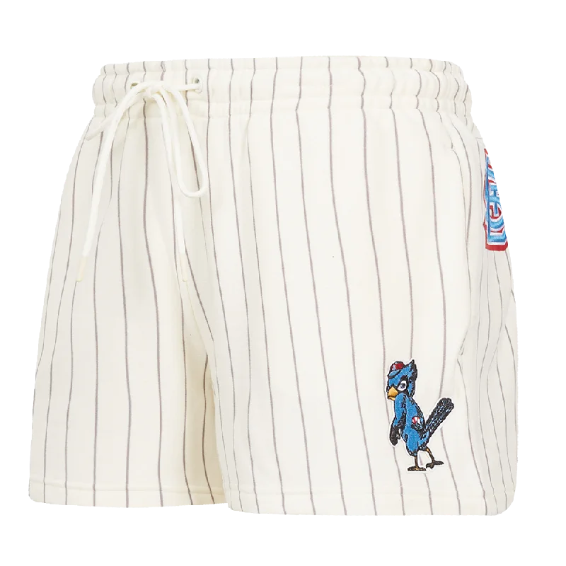 MLB ST. LOUIS CARDINALS PINSTRIPE RETRO CLASSIC WOMEN'S FLC SHORT (EGGSHELL/ GREY)