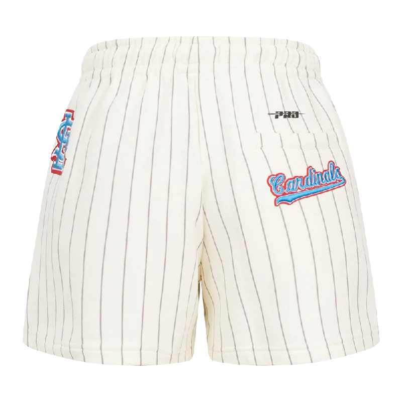 MLB ST. LOUIS CARDINALS PINSTRIPE RETRO CLASSIC WOMEN'S FLC SHORT (EGGSHELL/ GREY)