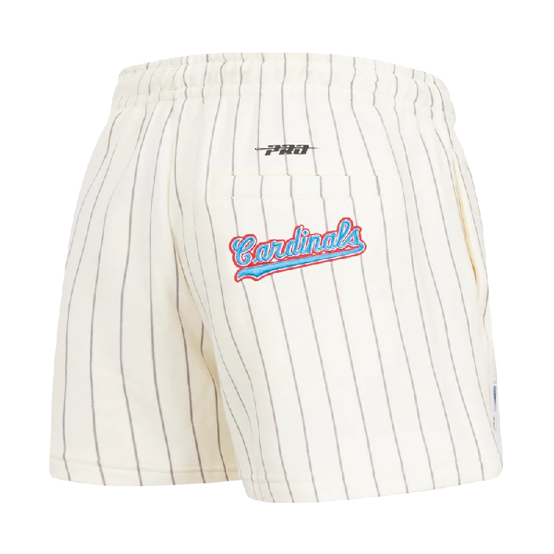 MLB ST. LOUIS CARDINALS PINSTRIPE RETRO CLASSIC WOMEN'S FLC SHORT (EGGSHELL/ GREY)