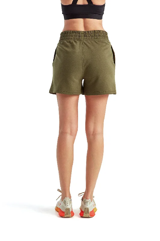 TriDri Womens Maria Jogger Shorts w/ Pockets - Olive Green