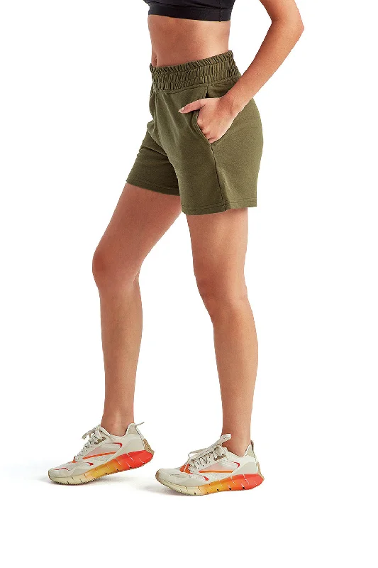 TriDri Womens Maria Jogger Shorts w/ Pockets - Olive Green