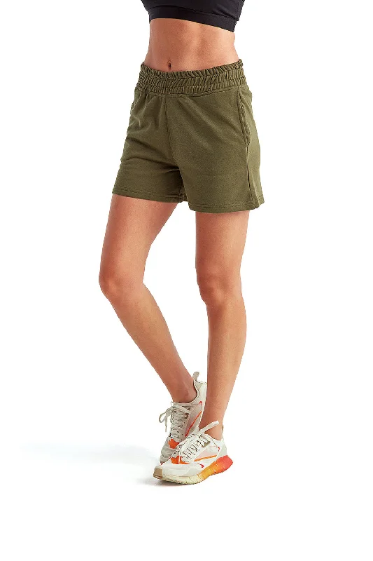 TriDri Womens Maria Jogger Shorts w/ Pockets - Olive Green