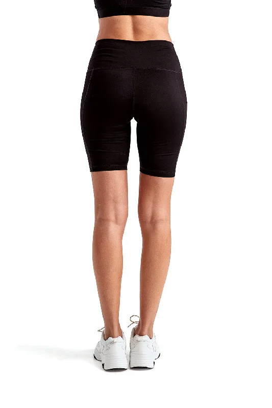 TriDri Womens Performance Legging Shorts w/ Pockets - Black