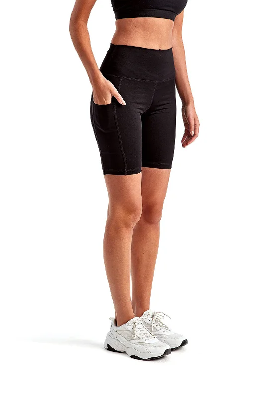 TriDri Womens Performance Legging Shorts w/ Pockets - Black