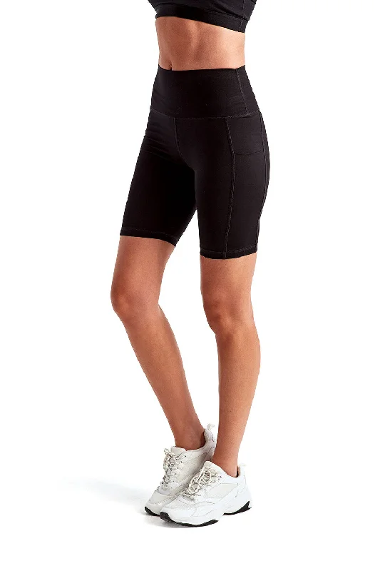 TriDri Womens Performance Legging Shorts w/ Pockets - Black