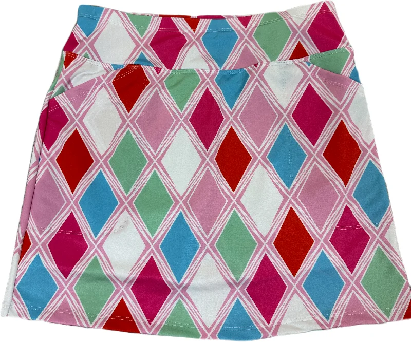 Bskinz Women's Knit Printed Stretch 18"" Pull-On Skort-Diamond Girl